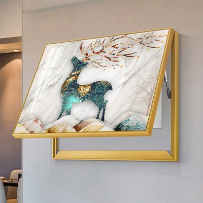 电表箱装饰画铝合金风景电闸箱北欧风客厅总开关免打孔遮挡配电箱图4