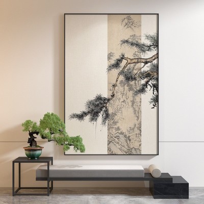 新中式玄关装饰画松竹梅中国风迎客松客厅挂画书房茶室禅意壁画图3