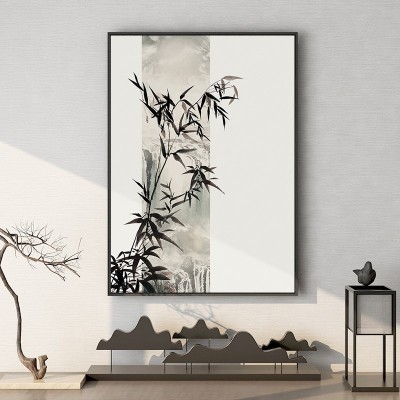 新中式玄关装饰画松竹梅中国风迎客松客厅挂画书房茶室禅意壁画图5