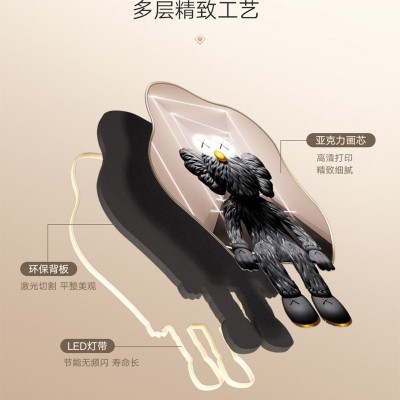 卡通奥特曼床头装饰画创意led氛围灯画男孩儿童房床头背景墙挂画图2