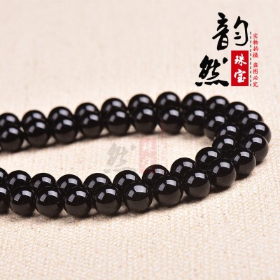 厂家批发天然黑玛瑙散珠饰品配珠 diy佛珠手链串珠材料半成品配件 2条起批图4