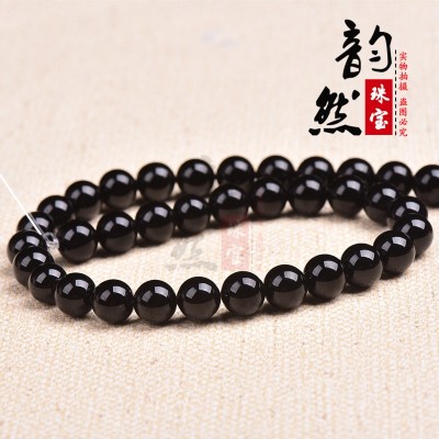 厂家批发天然黑玛瑙散珠饰品配珠 diy佛珠手链串珠材料半成品配件 2条起批图3