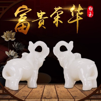 厂家直供 阿富汗白玉石大象摆件吉祥 开业礼品办公家居 玉器摆件 2件起批图5