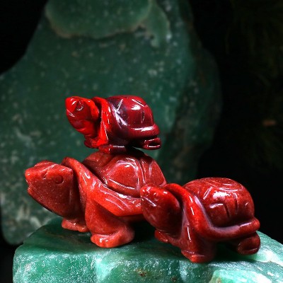 跨境新品水晶雕刻件天然玉石长寿龟装饰粉晶玛瑙小乌龟玉石摆件 2件起批图4