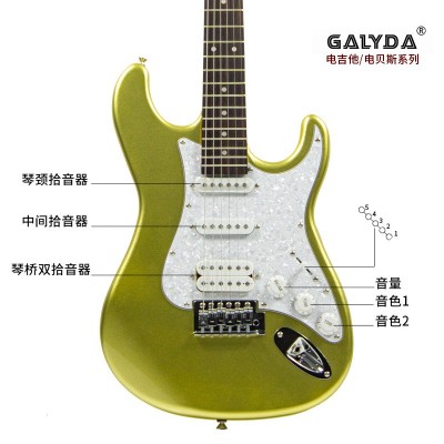 工厂直销单摇电吉他ST经典款三单拾音器入门级JB电贝斯批发定制图3
