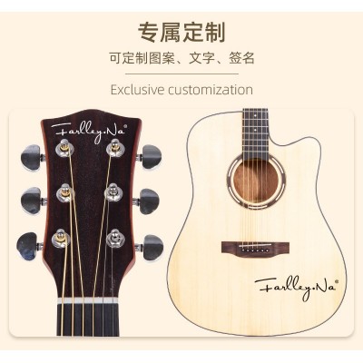 工厂直销民谣单板吉他36寸41寸初学者入门面单哑光guita批发定制图3