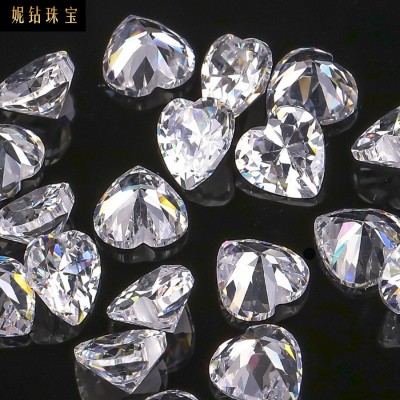 梧州人造宝石5A 爱心锆石裸石 皓石心形饰品配件仿钻镶嵌DIY白色 10件起批图3