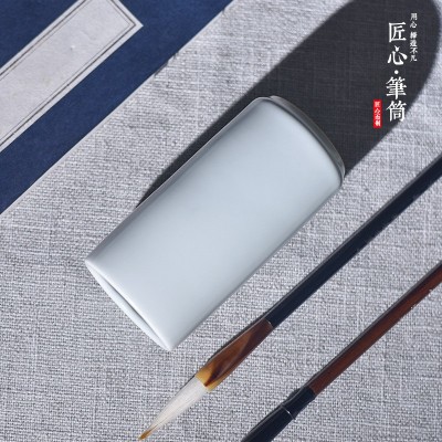 龙泉青瓷多功能学生初学者文具文房复古陶瓷小号圆形毛笔笔筒批发 2个起批图4