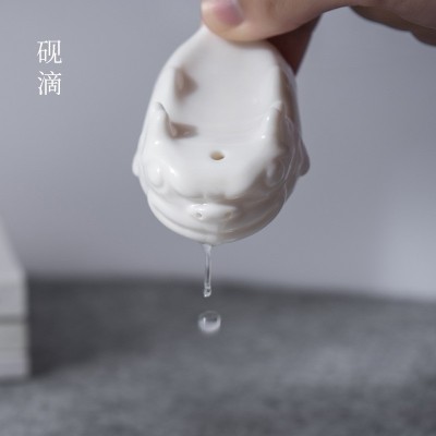 德化白瓷羊脂玉小摆件陶瓷毛笔架笔搁笔舔墨碟水滴文房四宝用品 2个起批图3