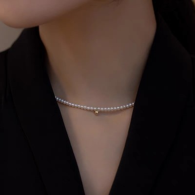钟楚曦同款Choker天然珍珠小粒复古美国14K包金女颈链项链少女感图3