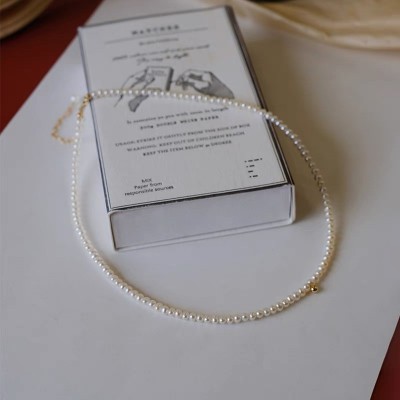 钟楚曦同款Choker天然珍珠小粒复古美国14K包金女颈链项链少女感图4