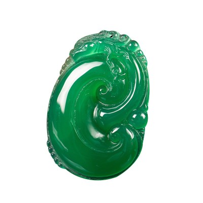 绿如意玛瑙吊坠儿饰品 男女款玉石玛瑙玉器工艺品挂件批发绿玉髓 2件起批图5