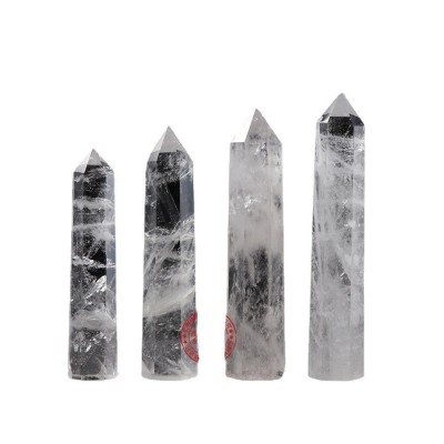 天然水晶柱批发 紫晶粉晶白水晶单尖六棱柱 水晶原石能量柱摆件 2件起批图5