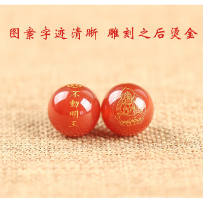 徳茂7A红玛瑙刻图八大守护神雕刻圆珠散珠批发 红玛瑙diy散珠批发图4