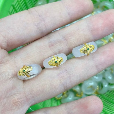 批发 荔枝冻玛瑙跑环镶嵌配件甜甜圈手链项链DIY饰品吊坠小滴溜图4
