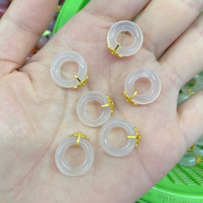 批发 荔枝冻玛瑙跑环镶嵌配件甜甜圈手链项链DIY饰品吊坠小滴溜图2