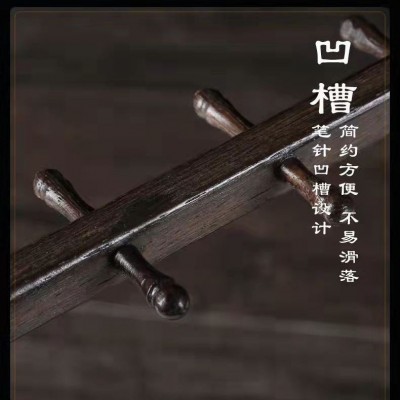鸡翅木12针龙头笔挂文房四宝复古实木毛笔架14针笔架书法用品 2个起批图2