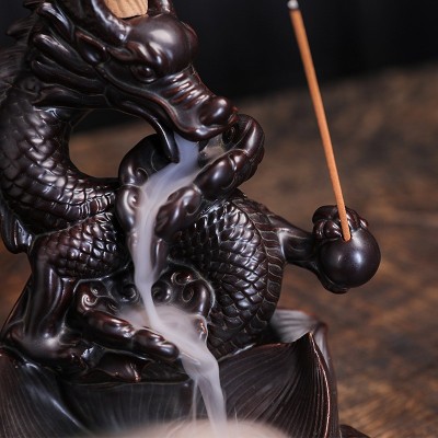 倒流香炉创意摆件陶瓷熏香祥龙戏珠陶瓷工艺品家居跨境 2个起批图2