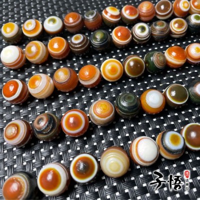 厂家一手货源地表料老玛瑙羊板眼天珠散珠 14mm缠丝玛瑙多宝天眼图2