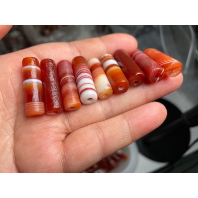 厂家直供巴西料缠丝玛瑙带风化纹包浆直桶珠散珠 时尚diy佛珠配饰图2