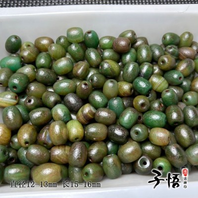 厂家一手货源帝王绿老玛瑙古珠风化纹枣珠散珠米珠diy配饰批发图2