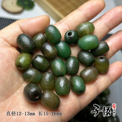 厂家一手货源帝王绿老玛瑙古珠风化纹枣珠散珠米珠diy配饰批发图3