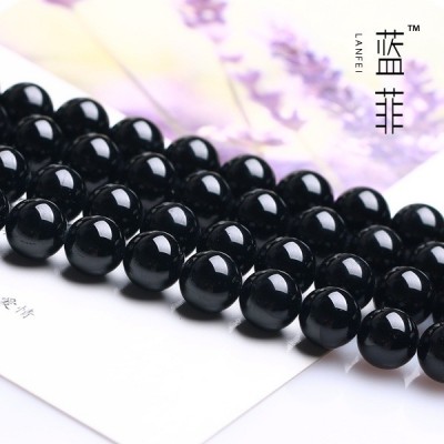 DIY饰品配件 黑玛瑙 散珠子半成品 厂家直销 批发黑 玛瑙图4