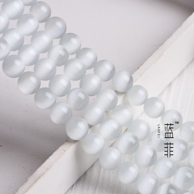 蓝菲 白猫眼石 半成品白猫眼 散珠子 圆珠 串珠 diy水晶饰品批发图2