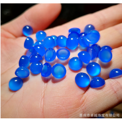 玛瑙玉髓镶嵌戒面半圆形平底素面包珠绿黄白红蓝黑色裸石diy饰品图4