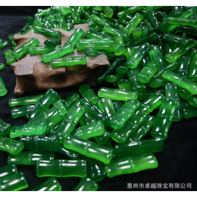 卓越珠宝绿玛瑙玉髓竹节批发10x28mm吊diy饰品镶嵌礼物坠主石裸石图3