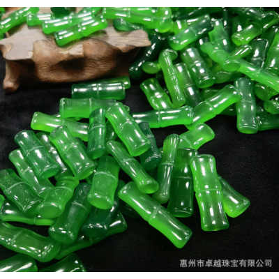 卓越珠宝绿玛瑙玉髓竹节批发10x28mm吊diy饰品镶嵌礼物坠主石裸石图2