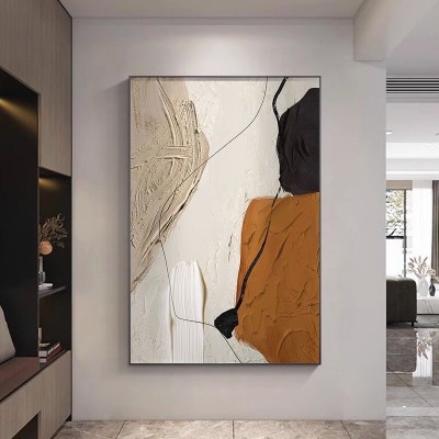 客厅装饰画素也墙画挂画大幅落地画壁画玄关沙发背景晶瓷油画布 2副起批图3