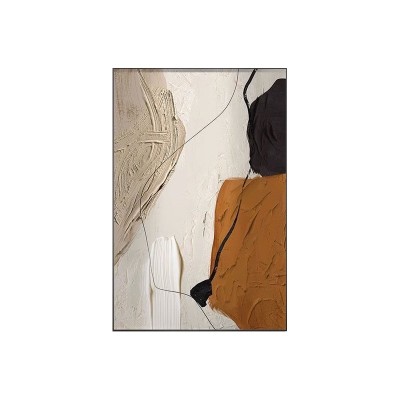 客厅装饰画素也墙画挂画大幅落地画壁画玄关沙发背景晶瓷油画布 2副起批图5