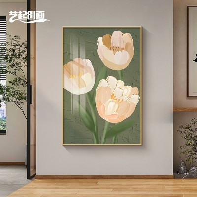 侘寂风客厅落地画大幅花卉客厅沙发背景墙装饰画现代简约玄关挂画 2副起批图3