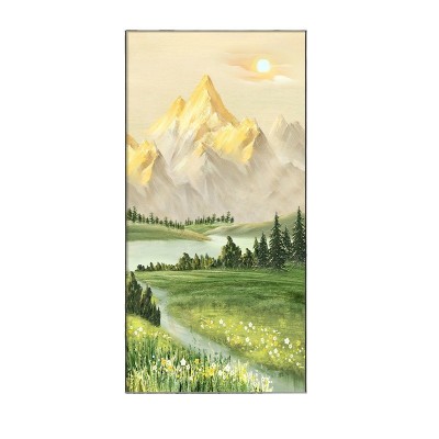 日照金山入户玄关装饰画北欧客厅走廊过道风景画正对门竖版山水画 2副起批图5