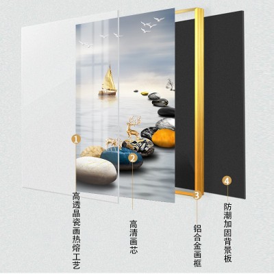 玄关装饰画走廊过道晶瓷画竖版现代简约轻奢挂画正对门客厅落地画 2副起批图2