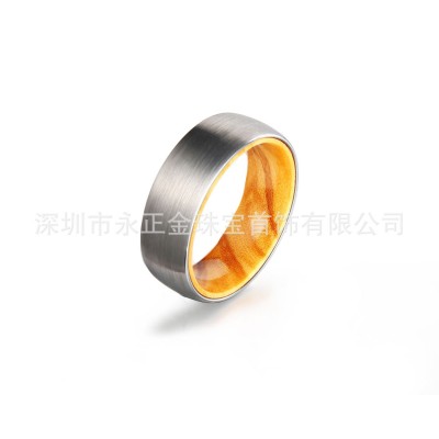 2021新款欧美钨钢戒指 内镶橄榄木流行双拼元素饰品 轻奢时尚OL风图5