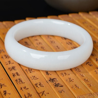 天然精品羊脂玉手镯新疆金丝玉新款镯正品白玉手镯批发 厂家直销图3