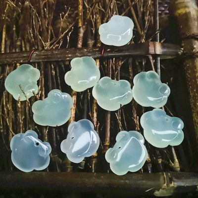 天然玉石吊坠岫玉吊坠挂件A货岫岩玉吊坠如意锁批发DIY吊坠配件图5