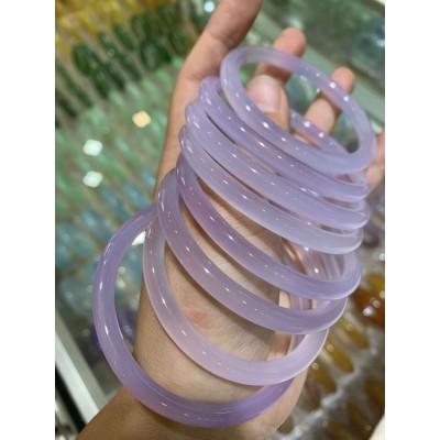 批发巴西高冰紫罗兰玉髓手镯淡紫玛瑙女款美人叮当镯首饰礼品手饰图5