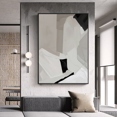黑白灰装饰画现代简约办公室壁画抽象艺术玄关客厅沙发背景墙挂画 2副起批图3