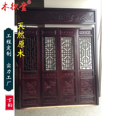 实力工厂直销东阳木雕中式仿古门窗老式入户门仿古木门古建木制品 2平方米起批图2