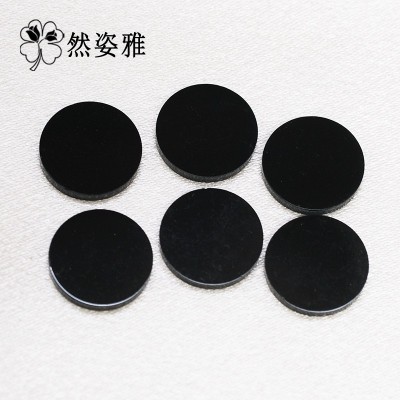 天然黑玛瑙圆片黑玛瑙圆形薄片 圆形贴片裸石饰品配件双平面光面图3
