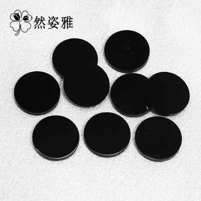 天然黑玛瑙圆片黑玛瑙圆形薄片 圆形贴片裸石饰品配件双平面光面图2