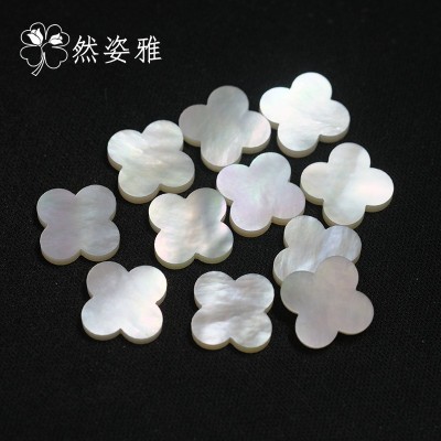 热销款四叶草天然白贝母配件白碟贝四叶草裸石镶嵌配饰简约时尚图3