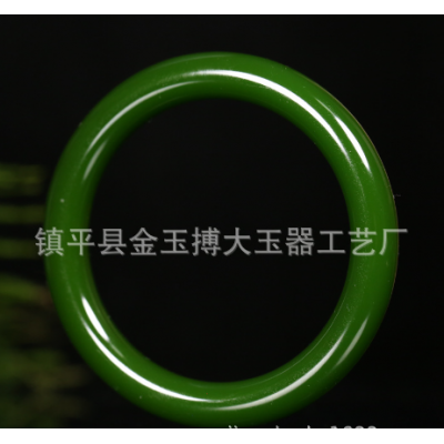 新疆和田菠菜绿碧玉手镯圆条细条菠菜绿细圆条少女款玉手镯子图2