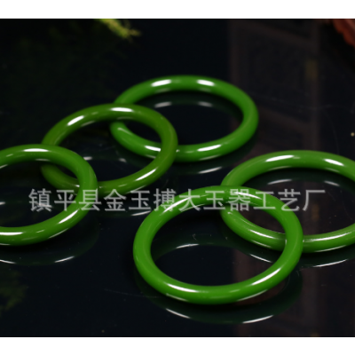新疆和田菠菜绿碧玉手镯圆条细条菠菜绿细圆条少女款玉手镯子图4
