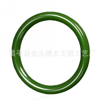新疆和田菠菜绿碧玉手镯圆条细条菠菜绿细圆条少女款玉手镯子图5