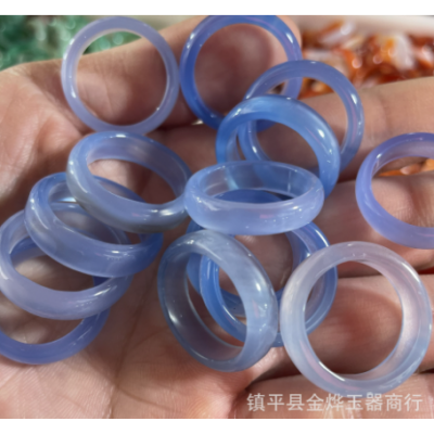 玛瑙戒指玉髓细戒指线戒尾戒手持跑环男女款饰品配件DIY 直播批发图5