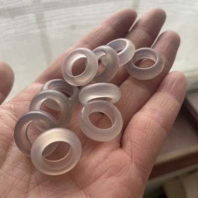 玛瑙跑环天然玉髓冰白色冰灰色圆环DIY手工配件玉环天然色批发图3